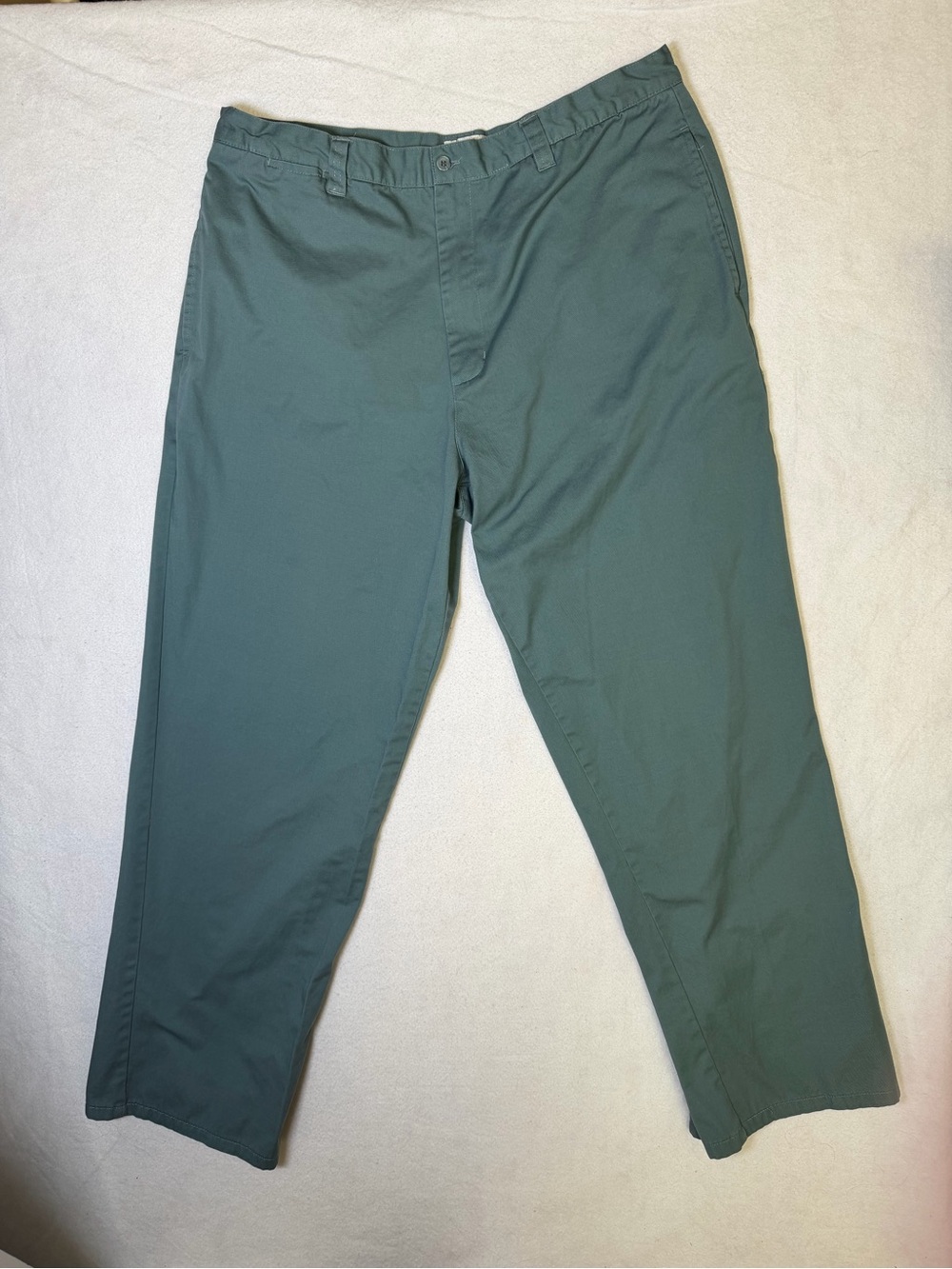 King Size Men's Work Pants Size 40X33 Green Sage Chino Trousers Straight Leg